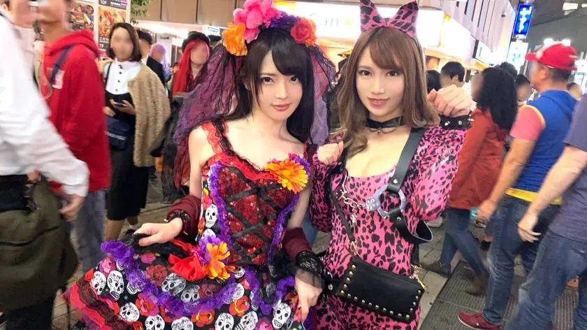 【動画あり】りあ 21歳 ガールズバーでバイト/リン 20歳 ラウンジでバイト ハロウィンナンパ ナンパTV 200GANA-1928 (3)